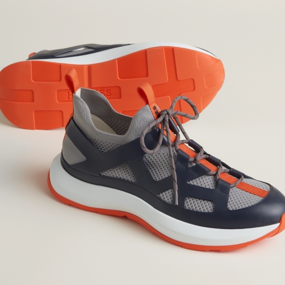 Hermès Katana Sneakers – Knit & Calfskin, Size 40, Box, Dust Bags, Receipt